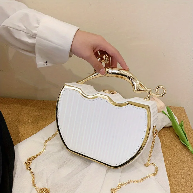 Niche Geometric Design Handbag, Stylish Crossbody Box Bag, Women's Satchel Bag With Animal Shaped Handle