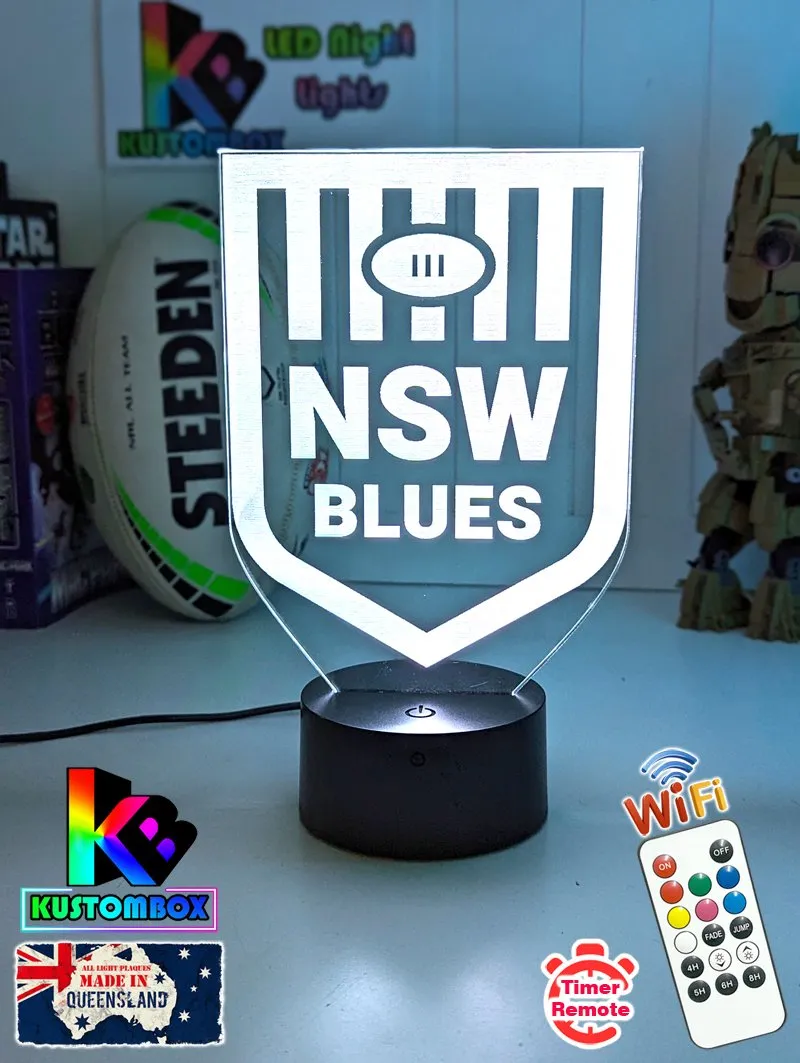 NSW Blues New Logo Banner Rugby League Football LED Night Light