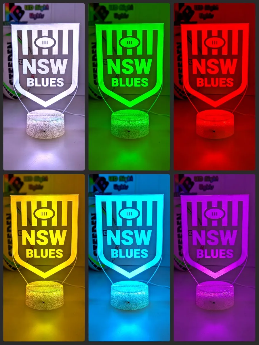 NSW Blues New Logo Banner Rugby League Football LED Night Light