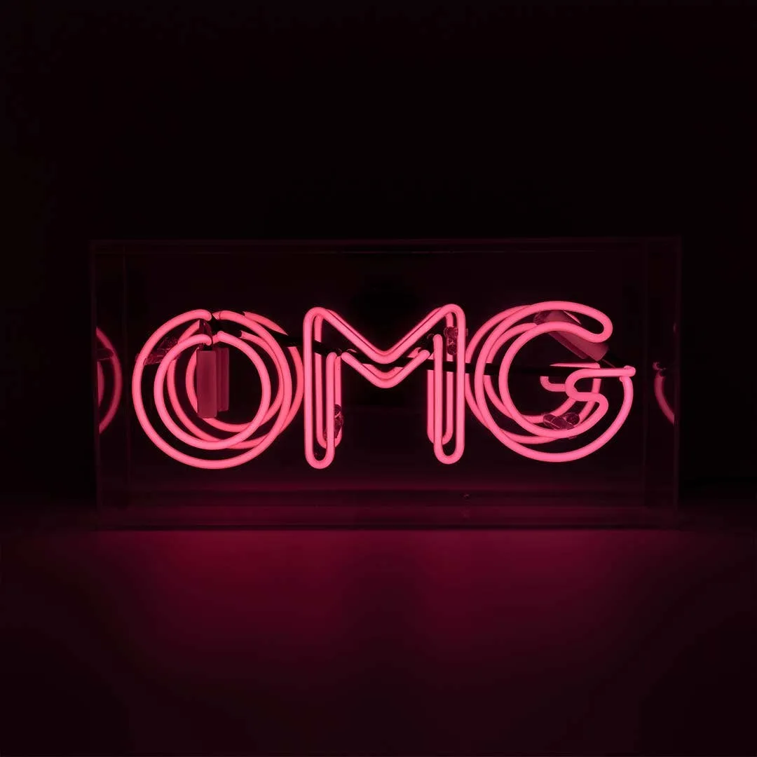 'omg' Acrylic Box Neon Light - Pink