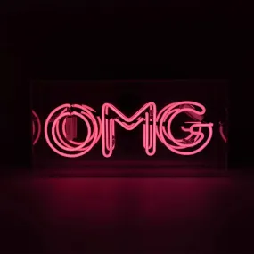 'omg' Acrylic Box Neon Light - Pink