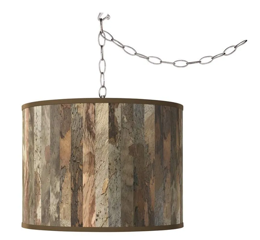 Paper Bark Giclee Glow Plug-In Swag Pendant