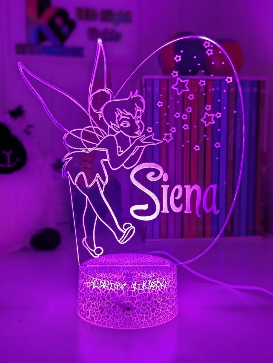 Personalised Fairy Tinker Bell 3D LED Night Light Lamp
