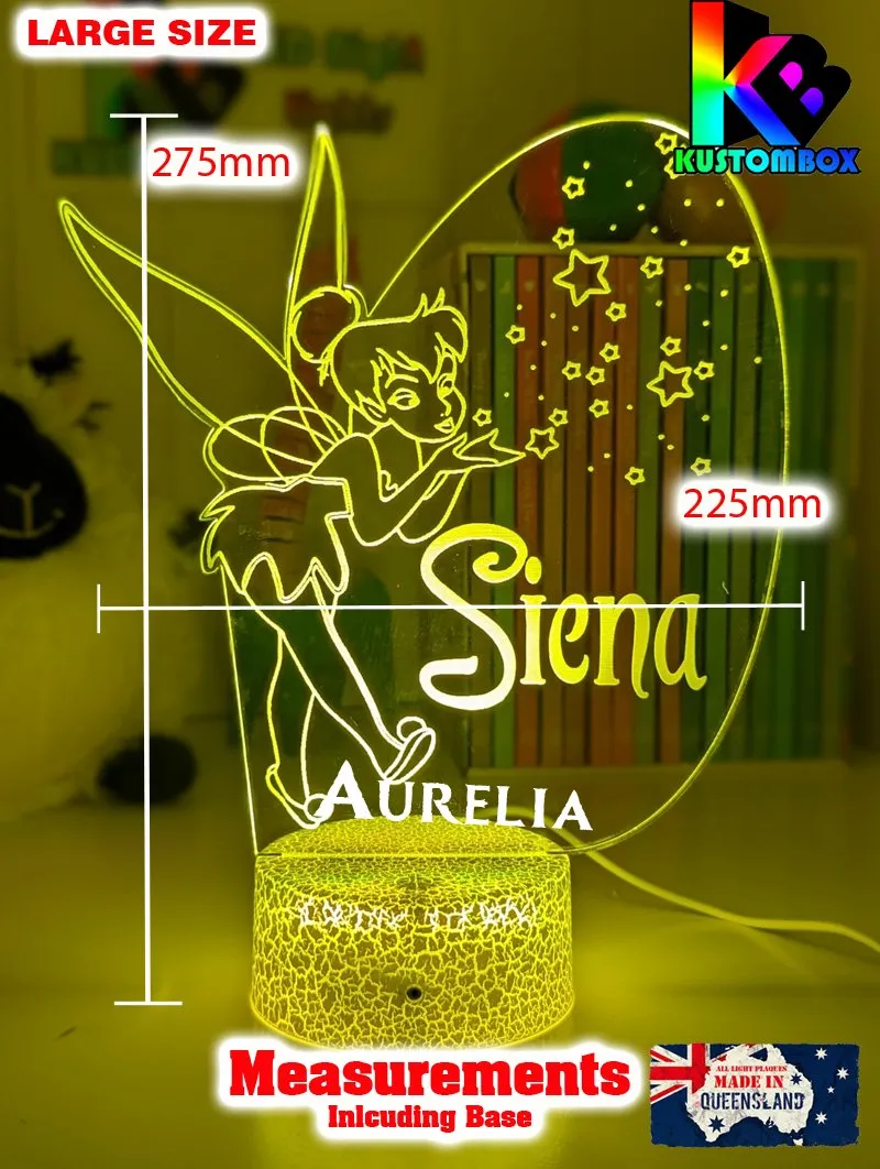 Personalised Fairy Tinker Bell 3D LED Night Light Lamp