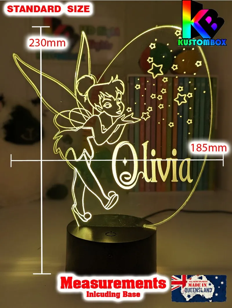 Personalised Fairy Tinker Bell 3D LED Night Light Lamp