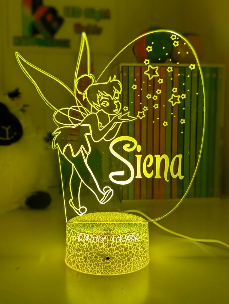 Personalised Fairy Tinker Bell 3D LED Night Light Lamp