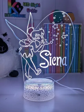 Personalised Fairy Tinker Bell 3D LED Night Light Lamp