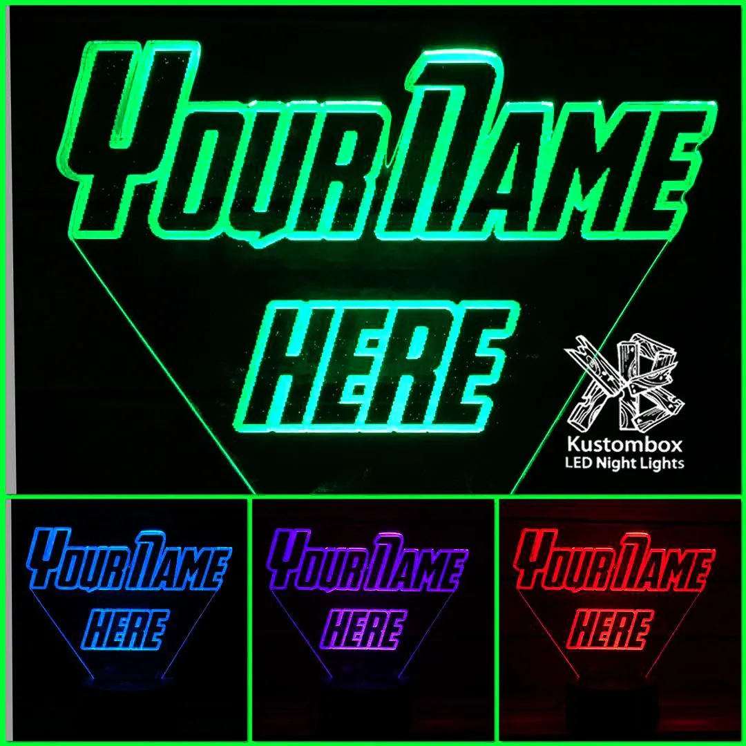 Personalised Name Avengers Font Theme 3D LED Night Light Lamp