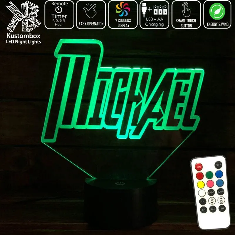 Personalised Name Avengers Font Theme 3D LED Night Light Lamp