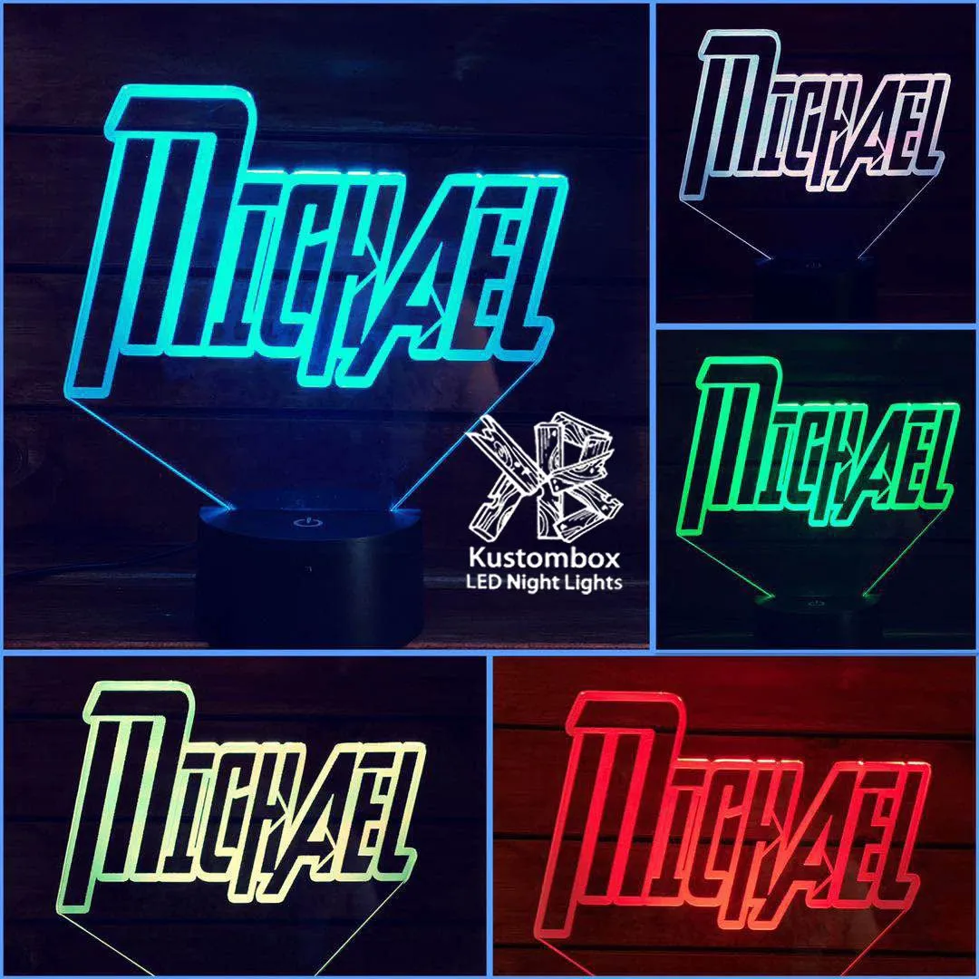 Personalised Name Avengers Font Theme 3D LED Night Light Lamp