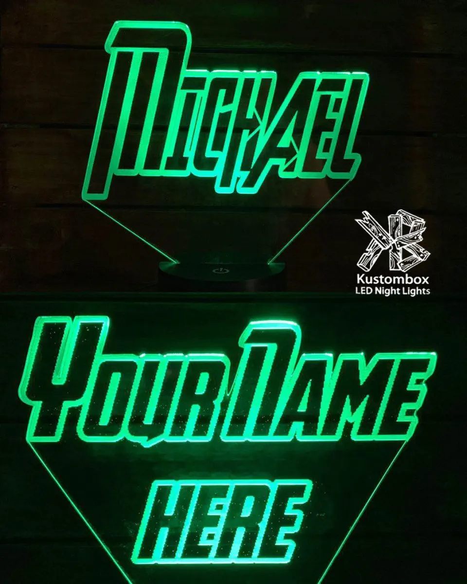 Personalised Name Avengers Font Theme 3D LED Night Light Lamp