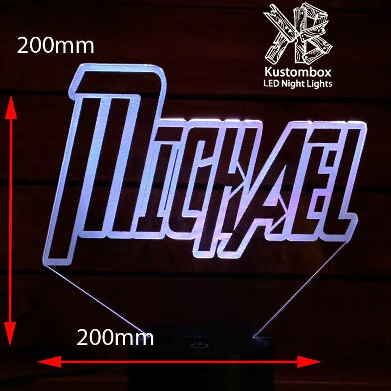 Personalised Name Avengers Font Theme 3D LED Night Light Lamp