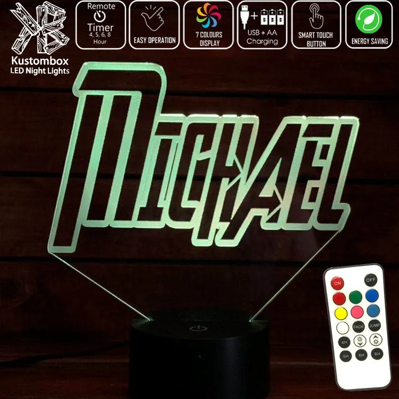Personalised Name Avengers Font Theme 3D LED Night Light Lamp
