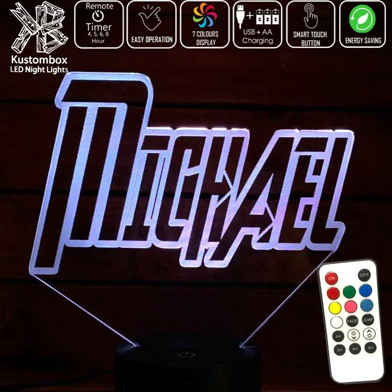 Personalised Name Avengers Font Theme 3D LED Night Light Lamp