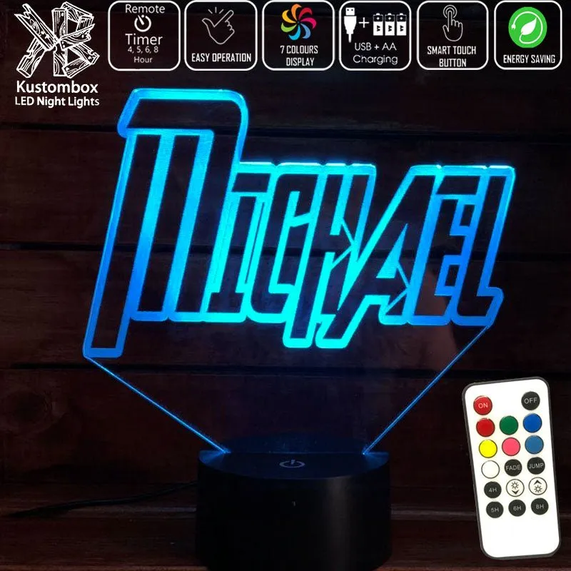 Personalised Name Avengers Font Theme 3D LED Night Light Lamp