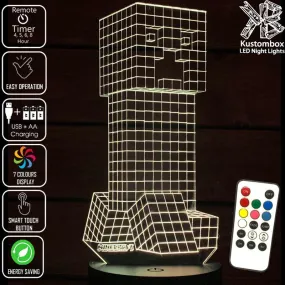 Personalised Name Light Gamer Creeper  3D LED Night Light Lamp