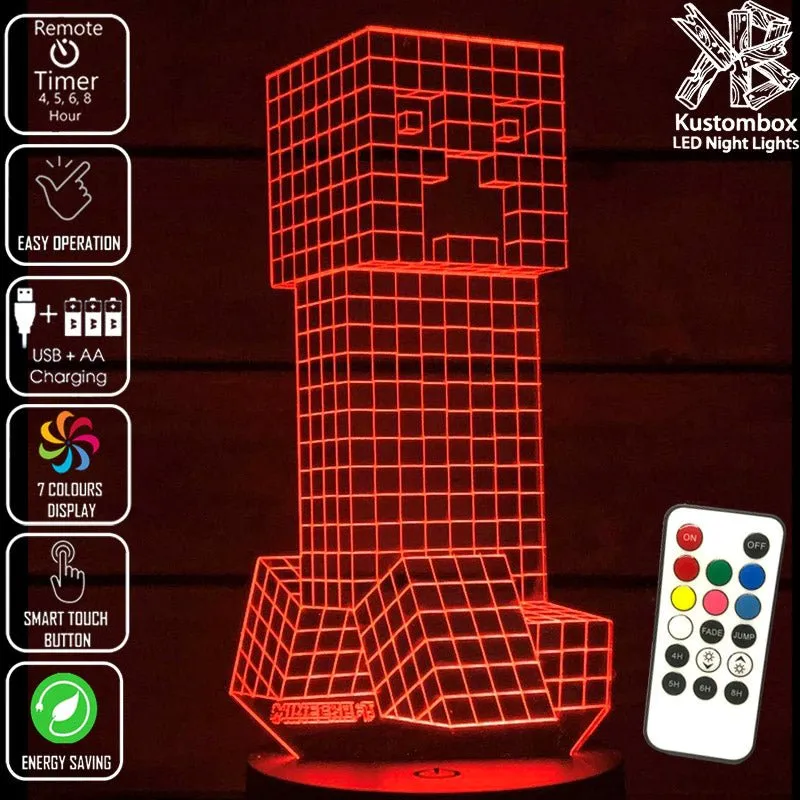 Personalised Name Light Gamer Creeper  3D LED Night Light Lamp