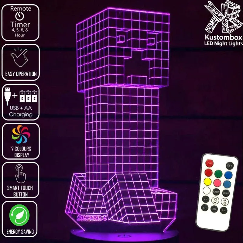 Personalised Name Light Gamer Creeper  3D LED Night Light Lamp
