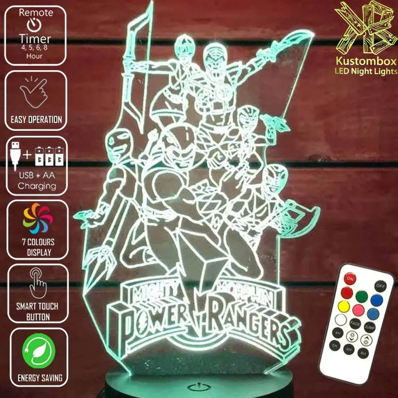 Power Rangers Personalised 3D LED Night Light Lamp