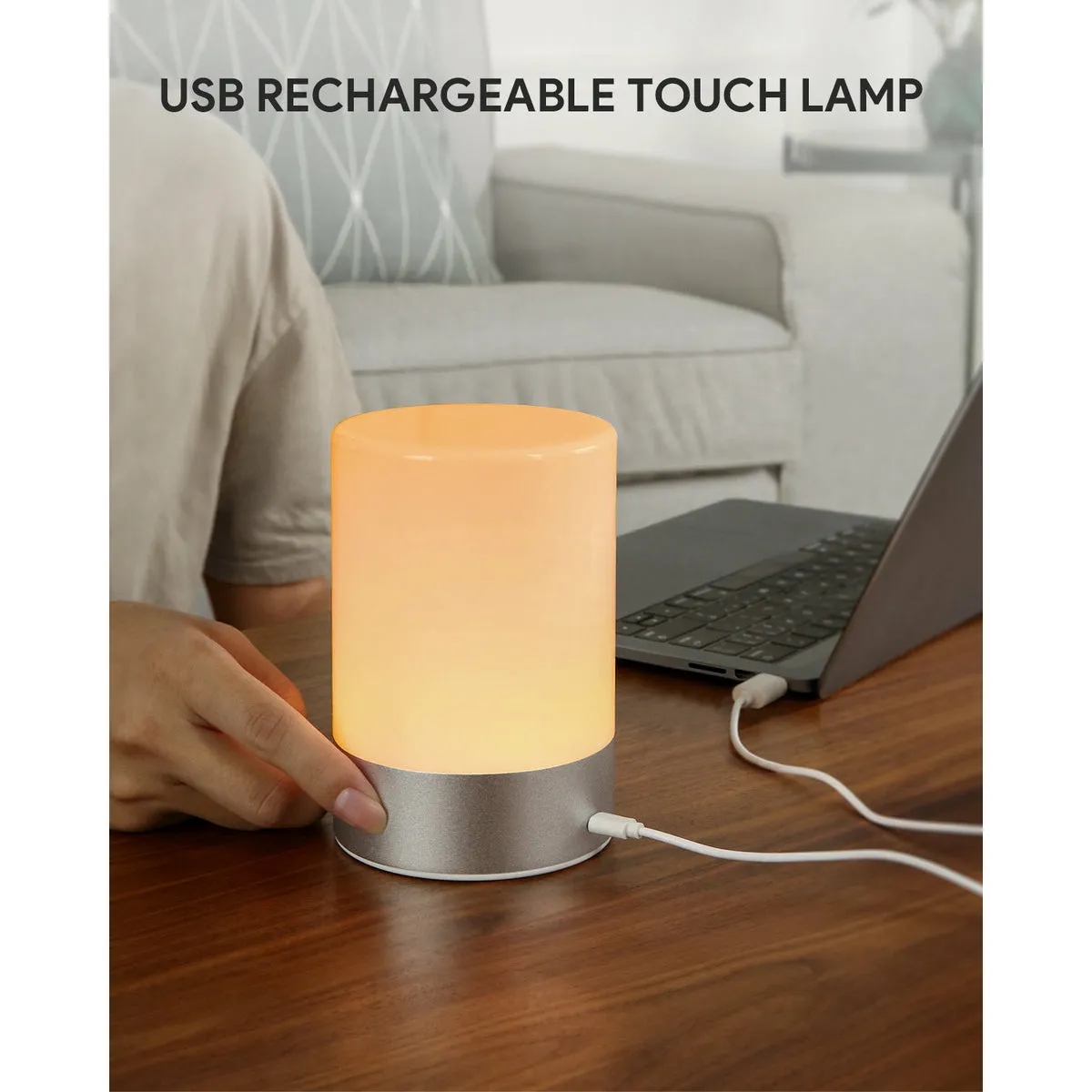 Rechargeable Touch Control Light with Soft White and Color LED Modes