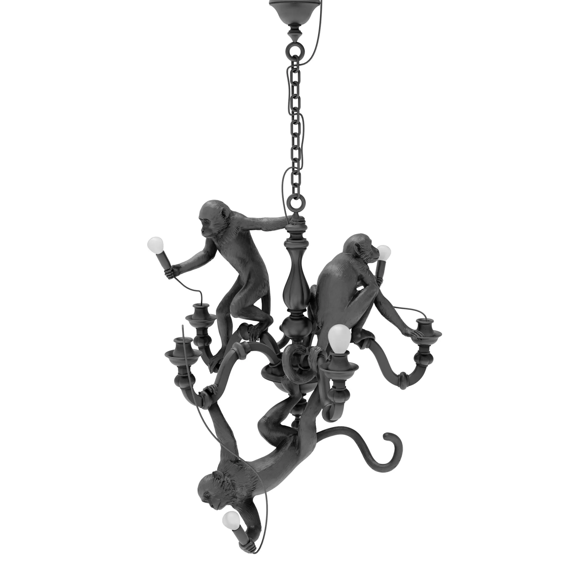 Seletti Monkey Chandelier Pendant Light Black
