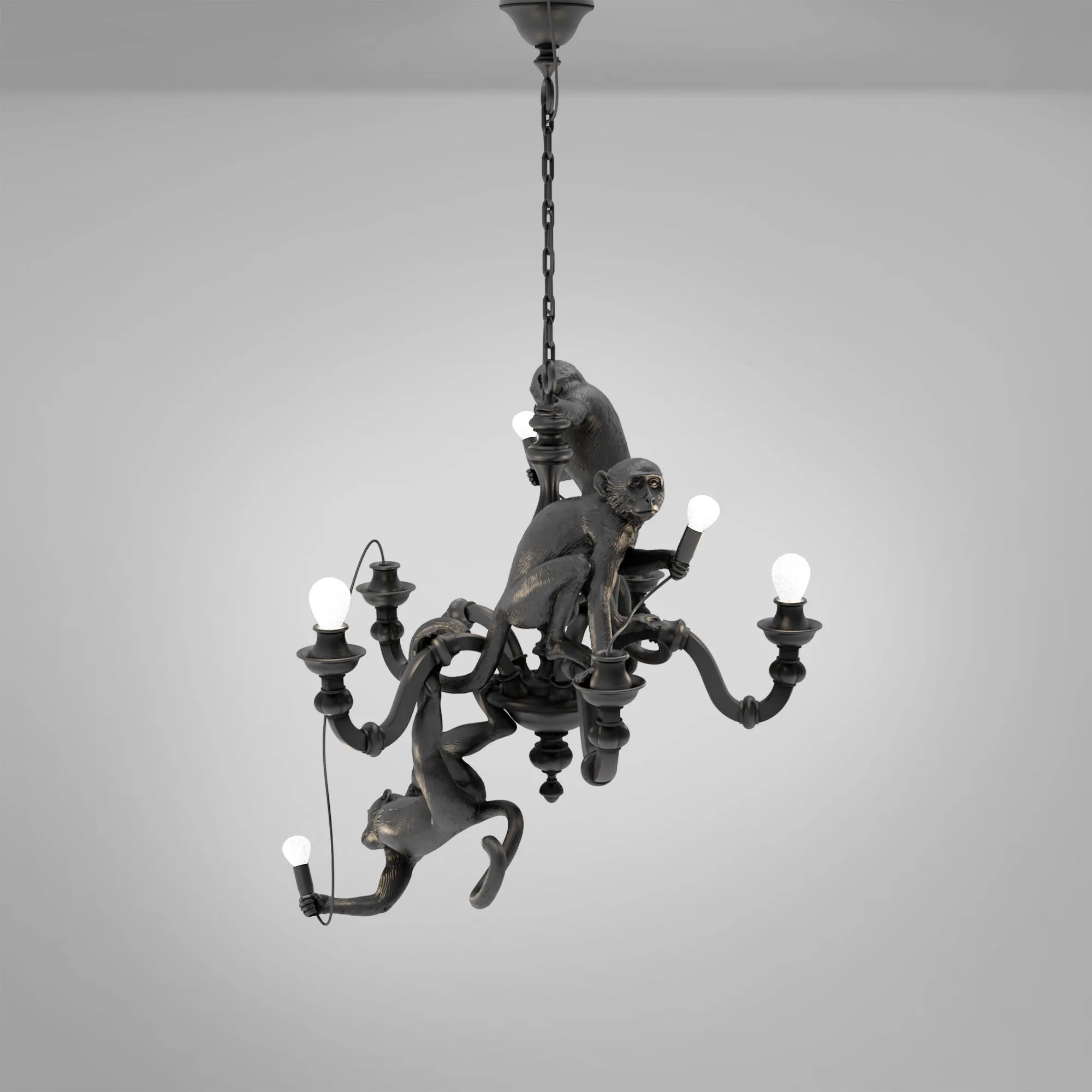 Seletti Monkey Chandelier Pendant Light Black