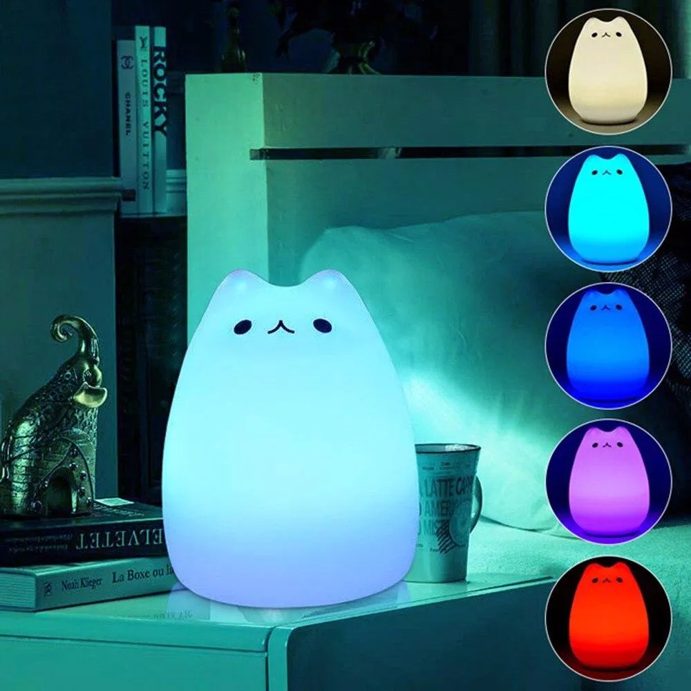 Silicone Cat Night Lamp 7 Colours