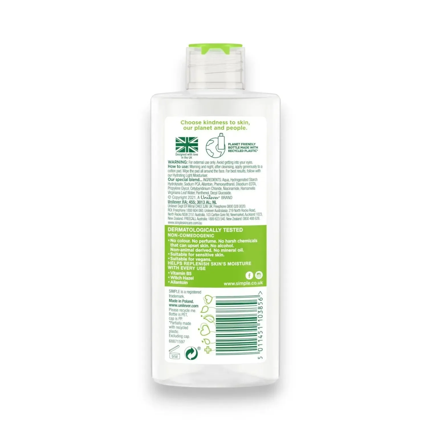 Simple Soothing Facial Toner with Vitamin B5 200ml