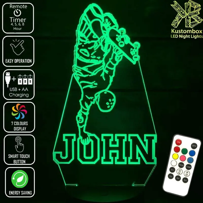 Skate Board Rider Personalised Name 3D LED Night Light Lamp