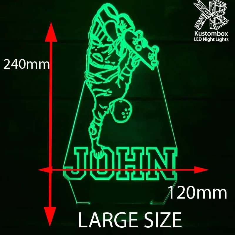 Skate Board Rider Personalised Name 3D LED Night Light Lamp