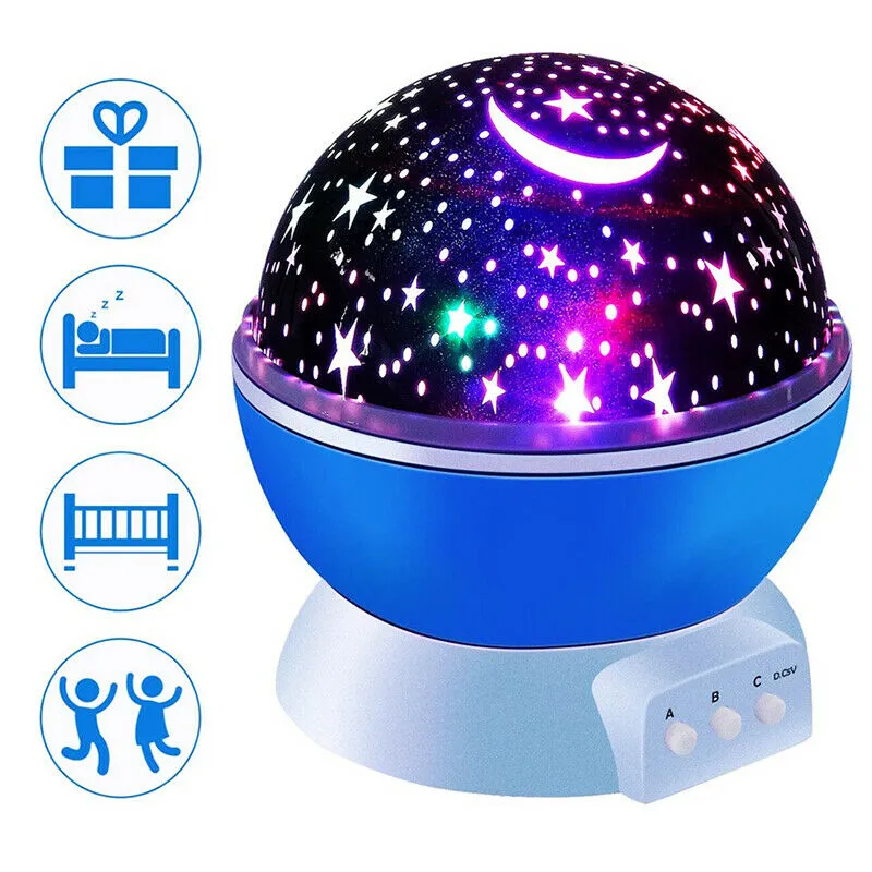 Sky Projector Star Moon Galaxy Night Light For Children Kids Bedroom Decor Projector Rotating Nursery Night Light LED Baby Lamp