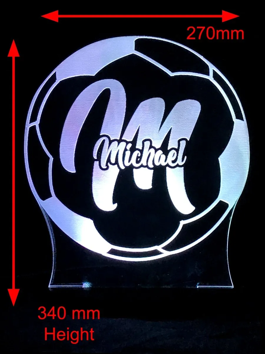 Soccer Football Personalised Name 3D LED Night Light Lamp