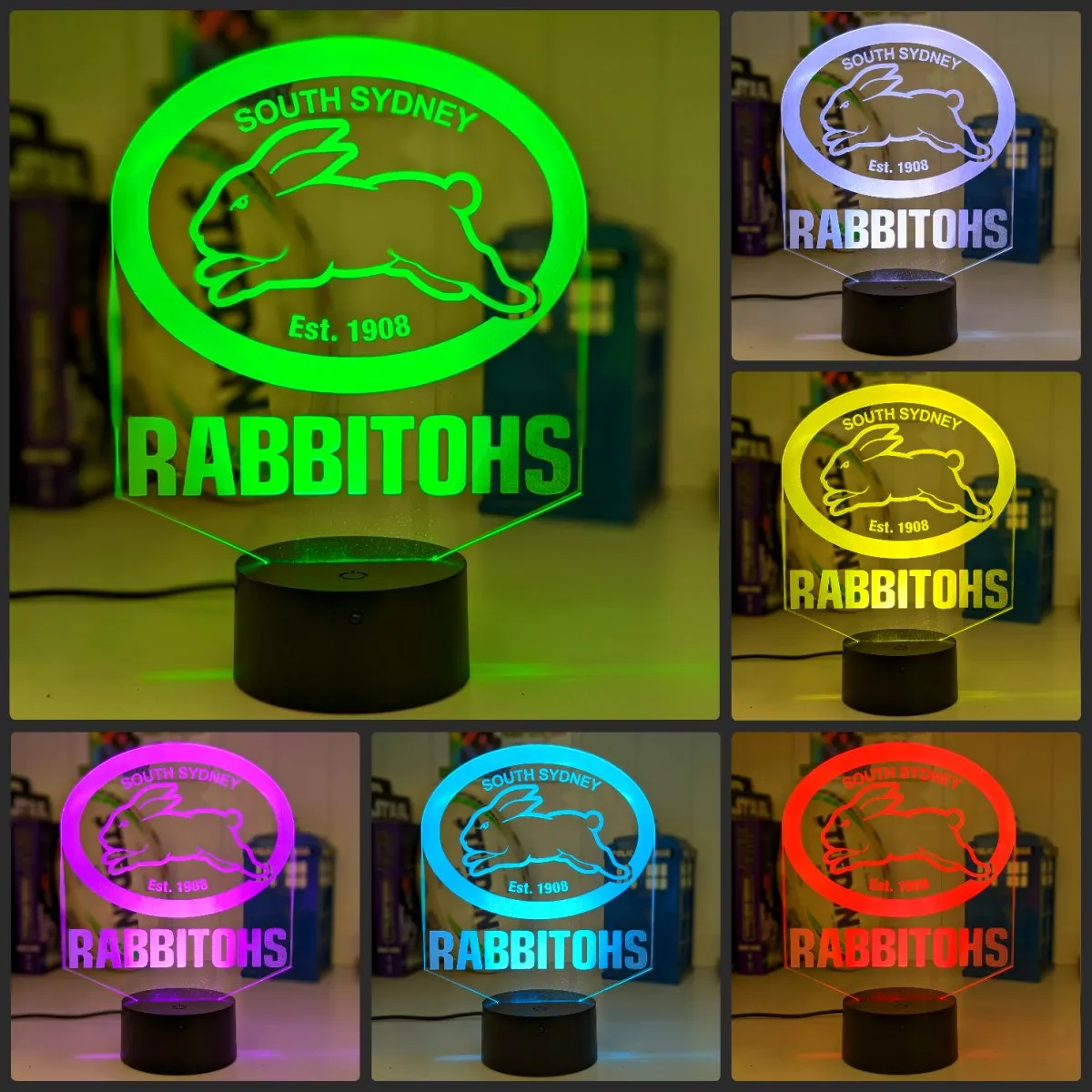 SOUTH SYDNEY RABBITOHS Rugby League Football Club LED Night Light