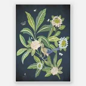 Summer Garden Navy Unframed Art Print