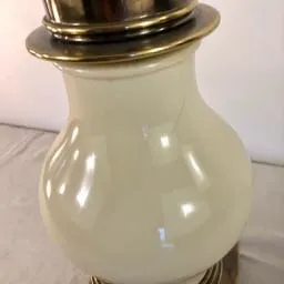 Table Lamp - Brass & Porcelain, Double Socket with Pulls