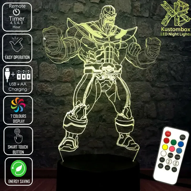 Thanos 3D LED Night Light 7 Colour Remote Control
