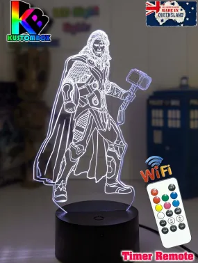 Thor Statue Hammer Ragnarok 3D LED Night Light Bedroom Lamp