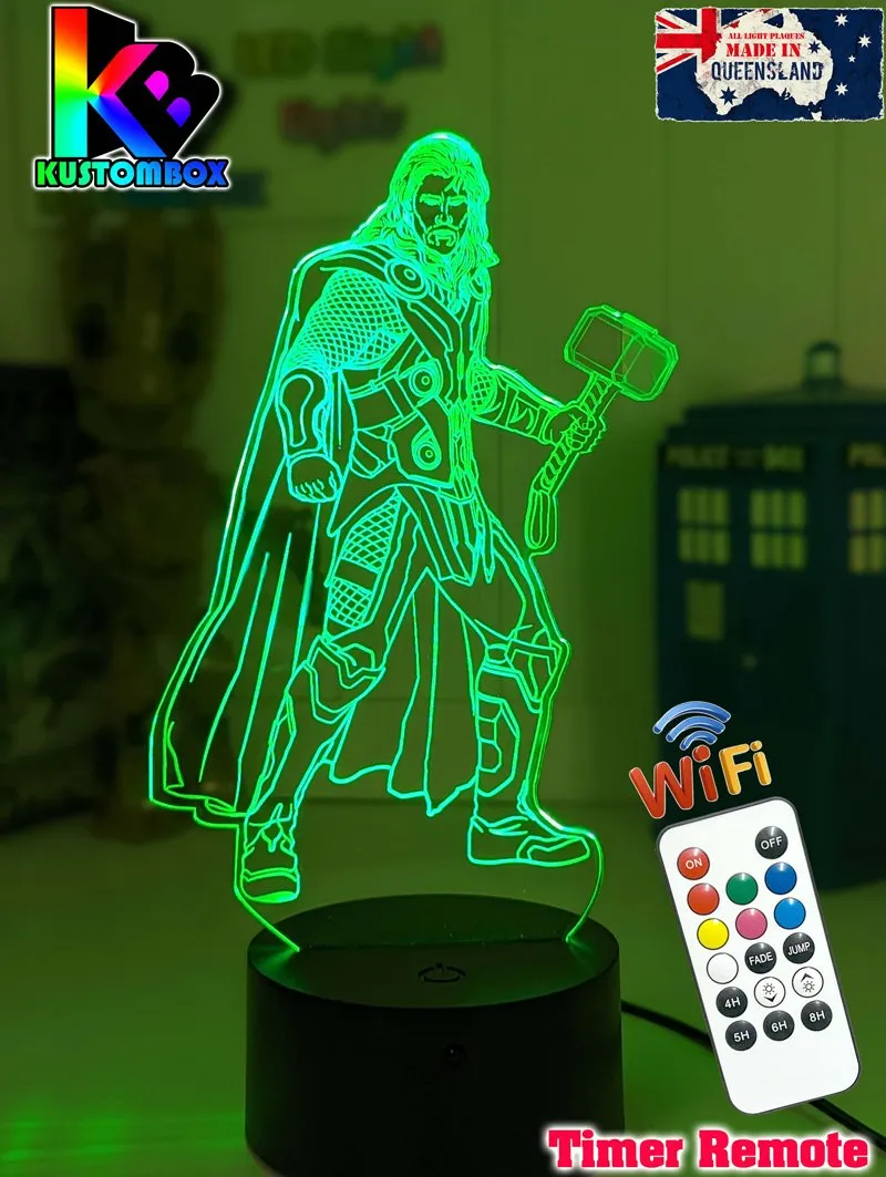 Thor Statue Hammer Ragnarok 3D LED Night Light Bedroom Lamp