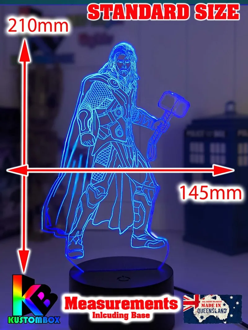 Thor Statue Hammer Ragnarok 3D LED Night Light Bedroom Lamp