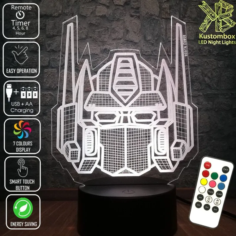 Tranformers Optimus Prime 3D LED Night Light Bedroom Lamp