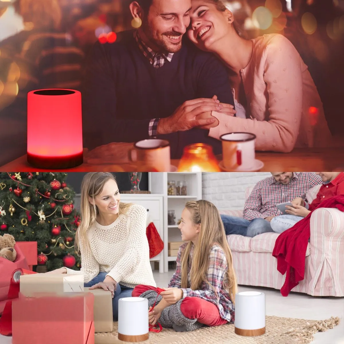USB Rechargeable Touching Control Bedside Light Dimmable Table Lamp Warm White & RGB Night Light