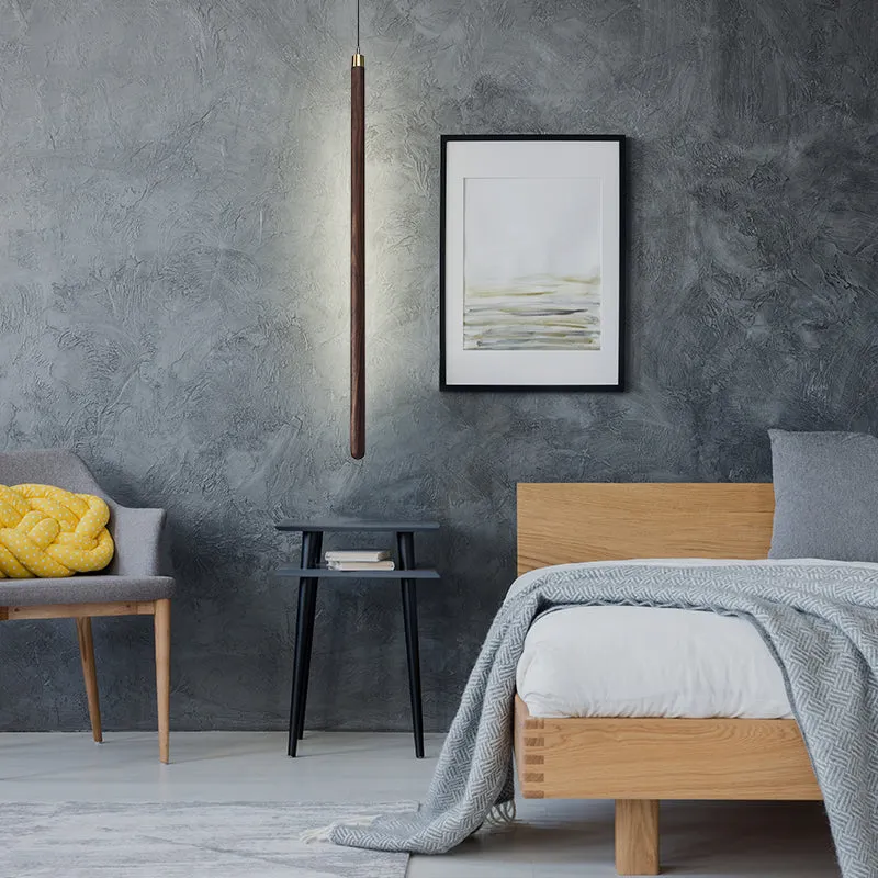 Vertical LED Solid Wood Bedside Sconce Light