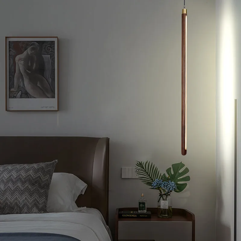Vertical LED Solid Wood Bedside Sconce Light