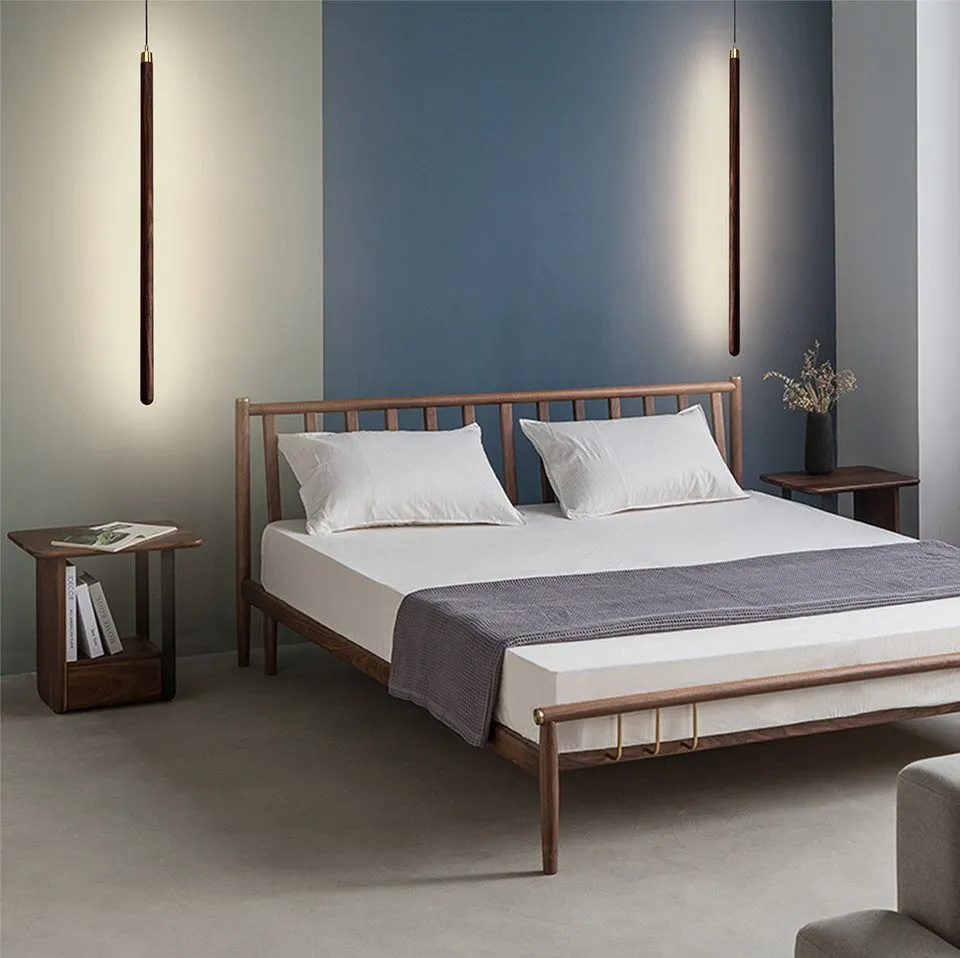 Vertical LED Solid Wood Bedside Sconce Light