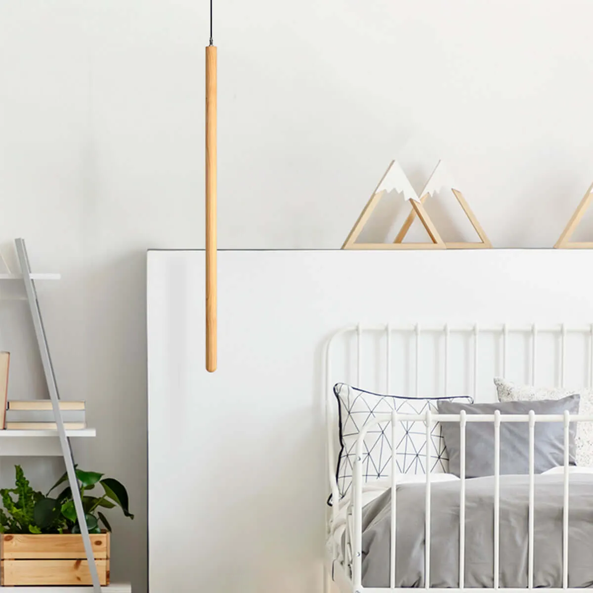 Vertical LED Solid Wood Bedside Sconce Light