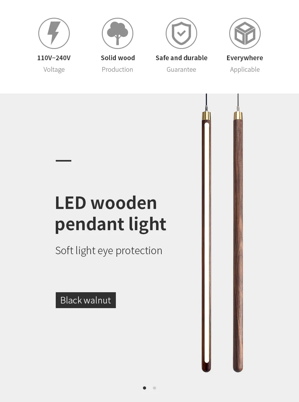 Vertical LED Solid Wood Bedside Sconce Light