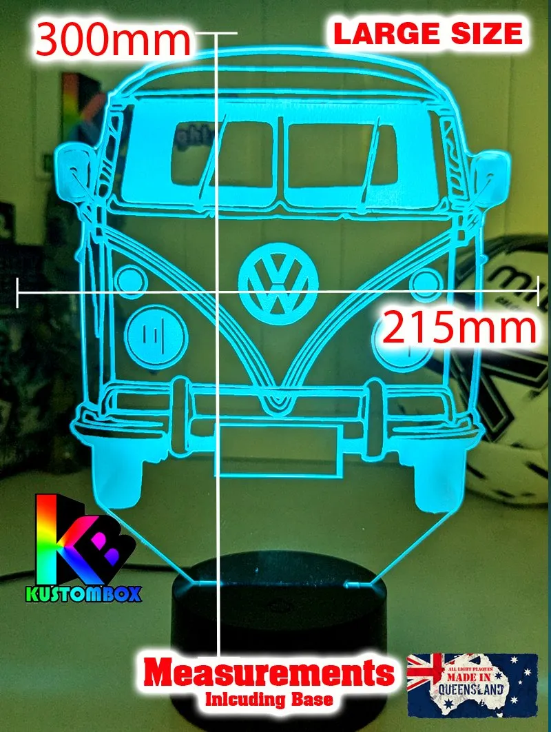 VW Kombi Van Front Personalised Name 3D LED Night Light Lamp