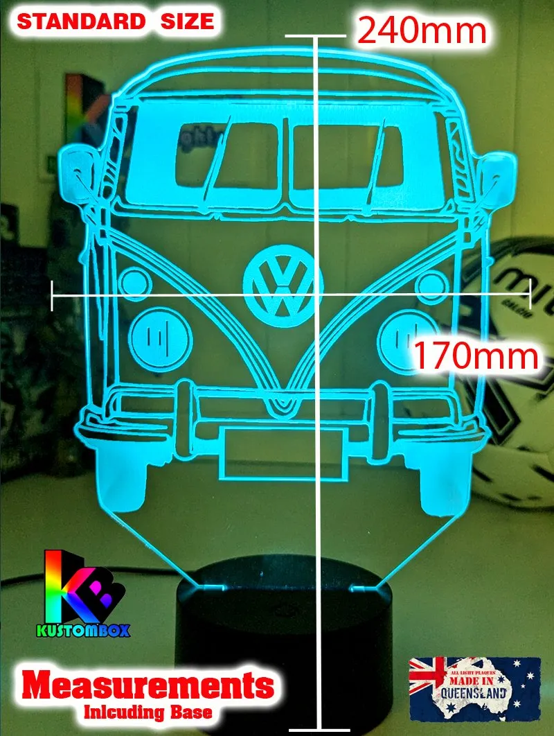 VW Kombi Van Front Personalised Name 3D LED Night Light Lamp