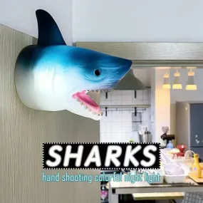 Wall Hanging Shark Night Light Colorful Battery Lamp