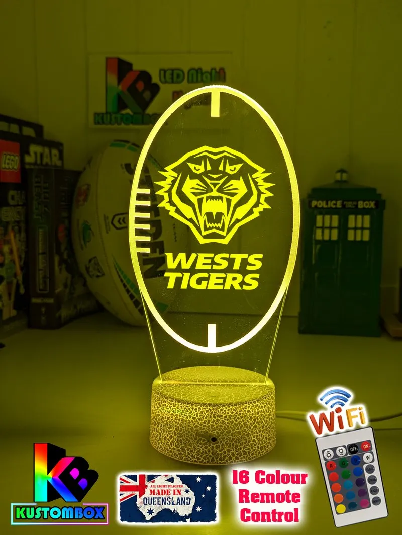 West Tigers Rugby League Club 3D LED Night Light Lamp